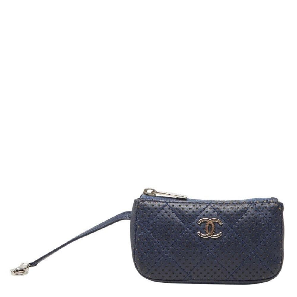 Chanel Matelasse CC Logo Coin Case Navy